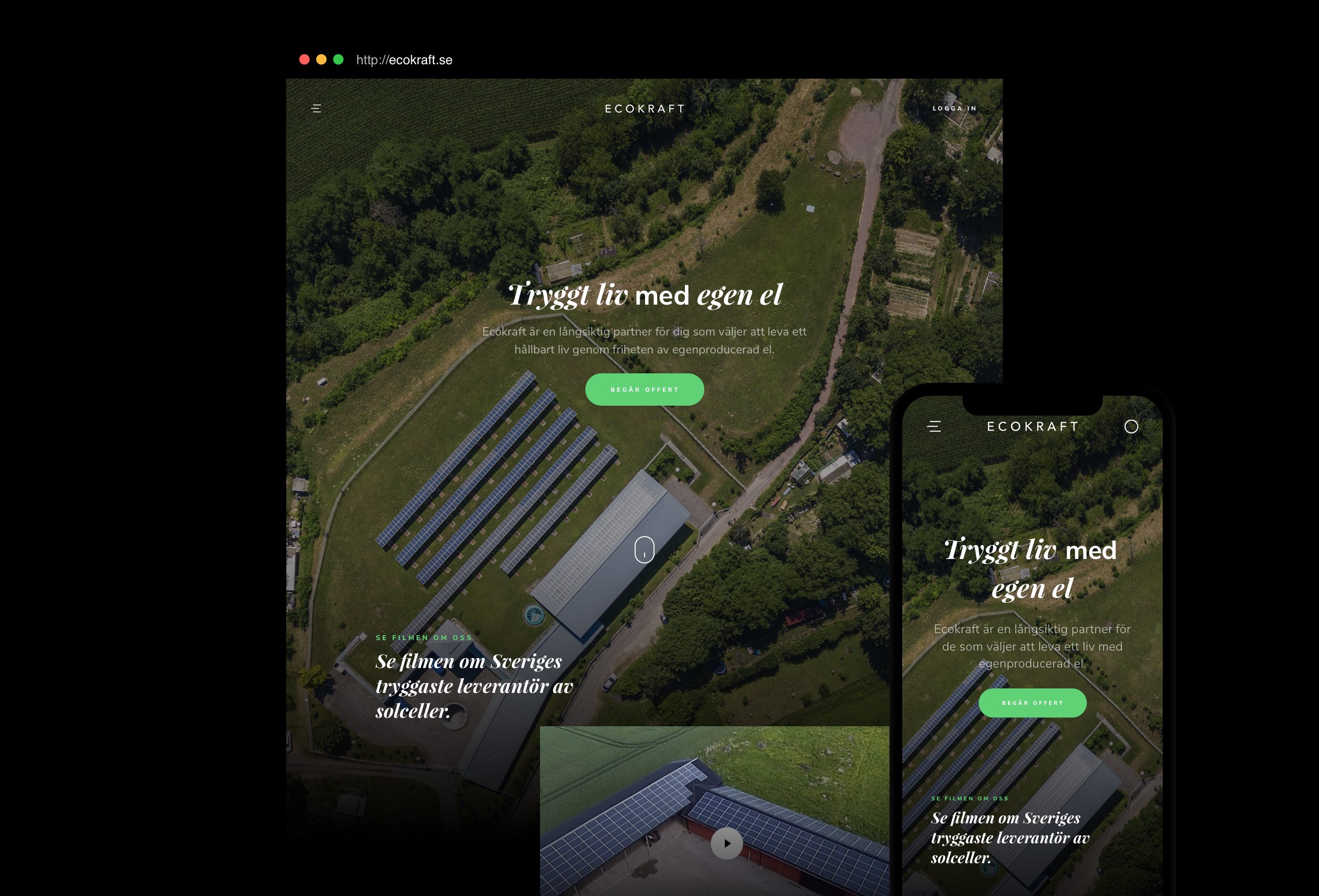 Ecokraft landing page desktop and mobile design