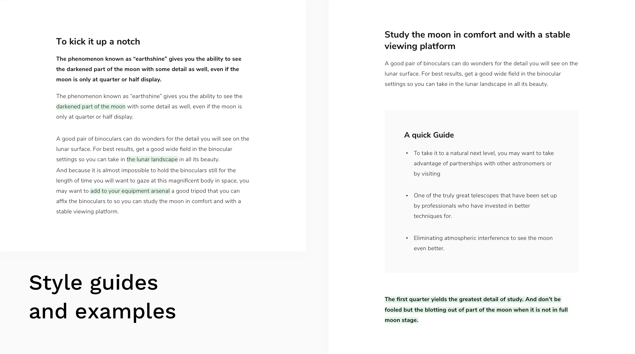 Ecokraft style guides and examples