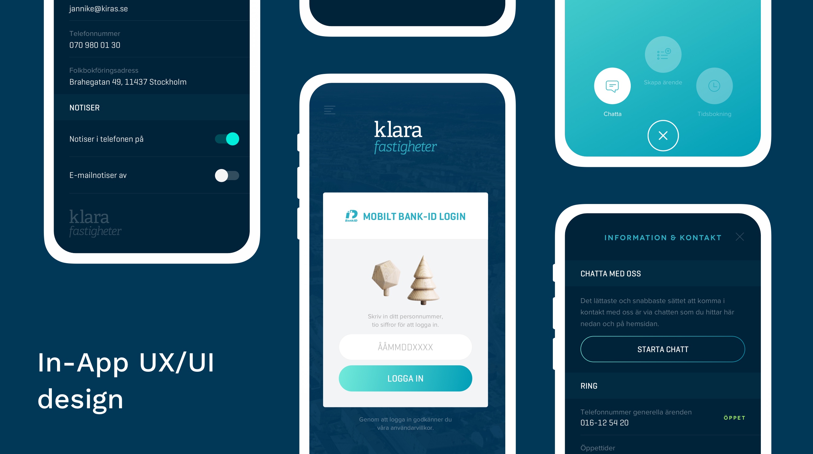 Klara Fastigheter in-app UX/UI design