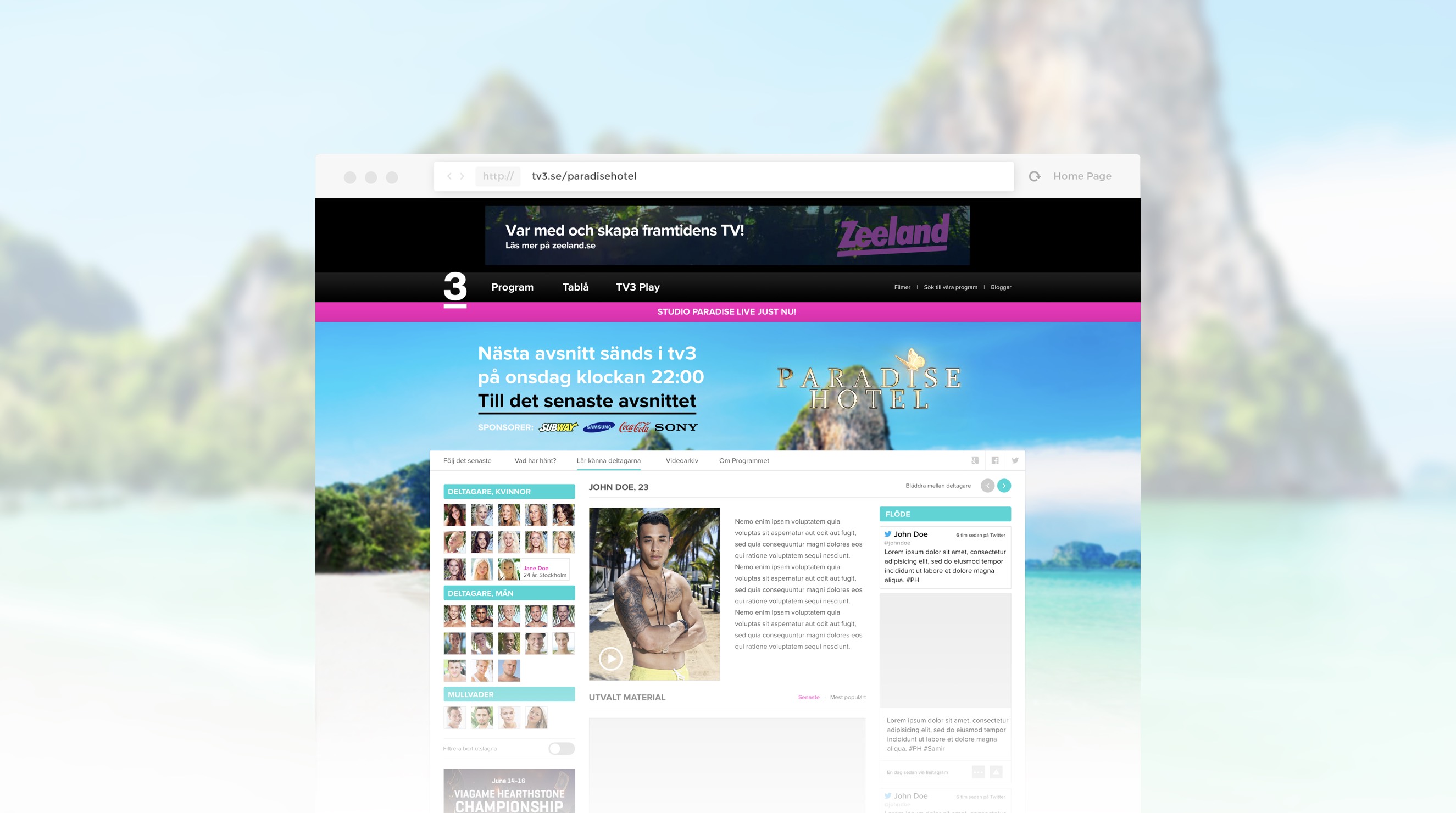 MTGx landing page design for Paradise Hotel